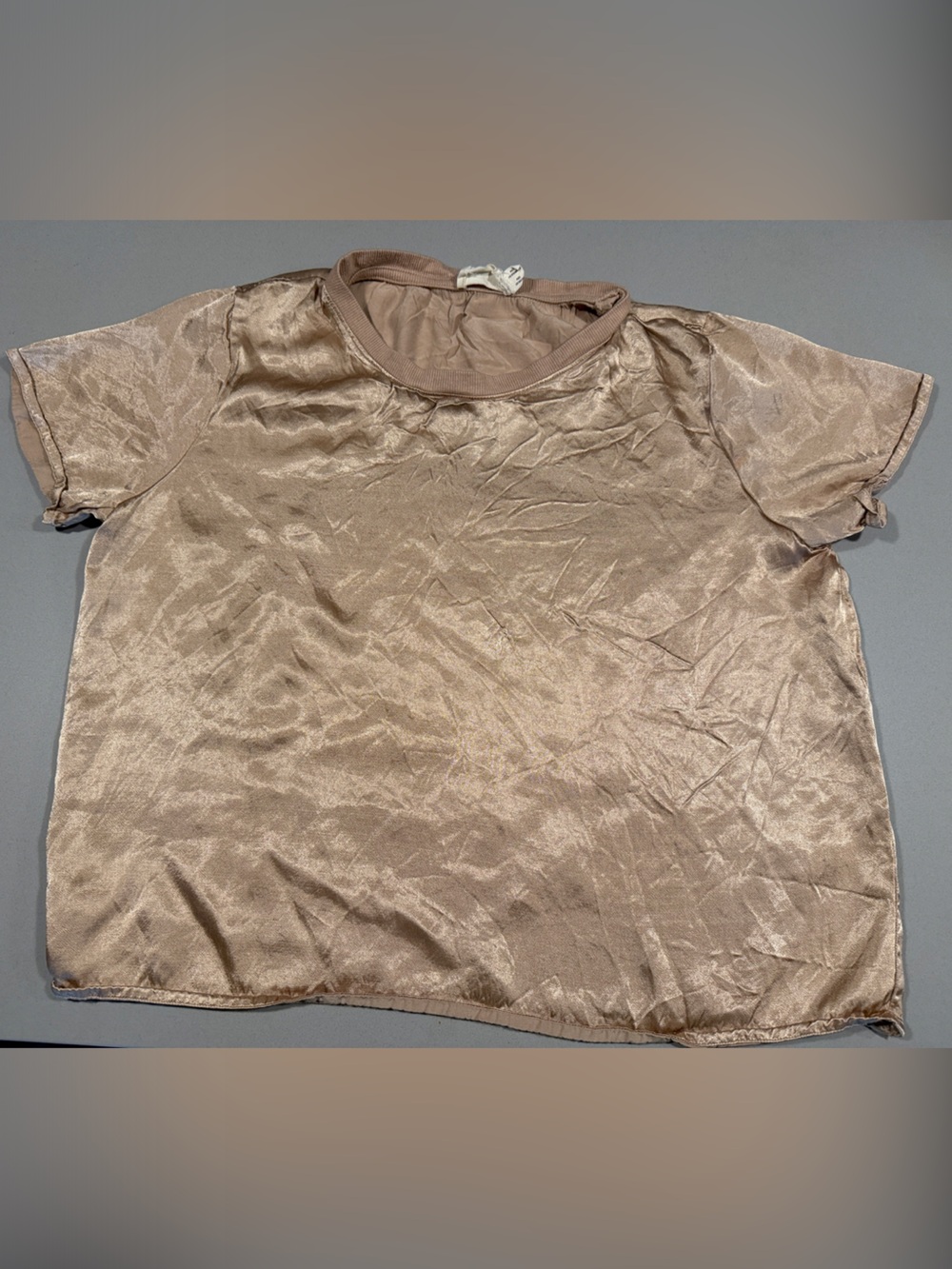 Women's Shimmery Short-Sleeve Blouse - Taupe